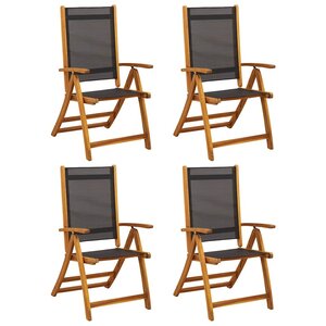 vidaXL Chaises de jardin pliantes lot de 4 acacia massif et textilène