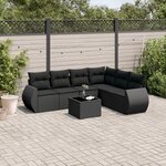 vidaXL Salon de jardin 7 Pièces avec coussins noir résine tressée