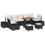 Ensemble de canapés de jardin 10 pièces avec coussins en poly rattan noir