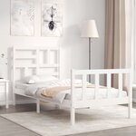 vidaXL Cadre de lit avec tête de lit blanc 90x200 cm bois massif