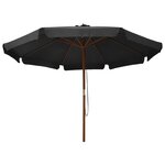 vidaXL Parasol avec mât en bois 330 cm Anthracite