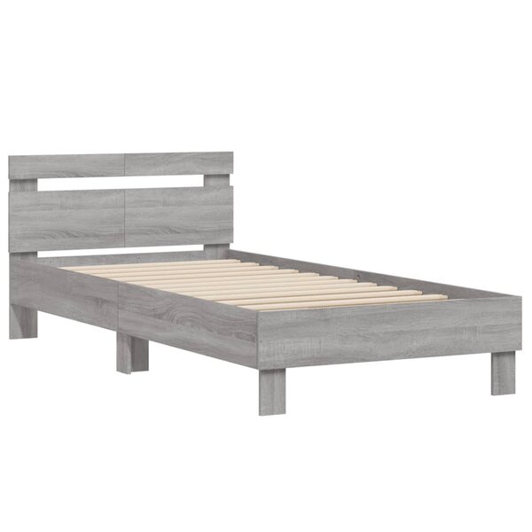 vidaXL Cadre de lit avec tête de lit sonoma gris 100x200 cm
