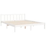 vidaXL Cadre de lit avec tête de lit blanc King Size bois massif