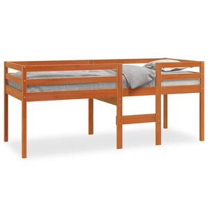 vidaXL Lit haut sans matelas cire marron 90x190 cm bois massif