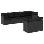 vidaXL Salon de jardin 8 Pièces avec coussins noir résine tressée
