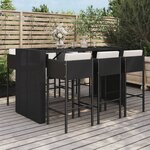 vidaXL Ensemble de bar de jardin 7 Pièces avec coussins noir poly rotin