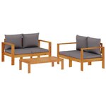 vidaXL Salon de jardin avec coussins 3 Pièces bois massif d'acacia