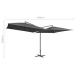 vidaXL Parasol double avec mât en acier 250 x 250 cm Anthracite