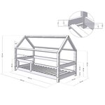 Lit cabane enfant TERY 70 x 160 gris clair