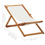 vidaXL Chaise pliable de plage bois d'eucalyptus et tissu blanc crème