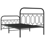 vidaXL Cadre de lit métal avec tête de lit/pied de lit noir 107x203 cm