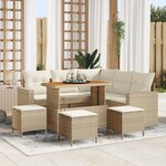 Ensemble de Canapé de Jardin 9 pièces avec Coussins Beige Poly Rotin Acacia vidaXL