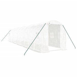 vidaXL Serre avec cadre en acier blanc 20 m² 10x2x2 m