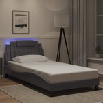 vidaXL Cadre de lit avec lumières LED gris 100x200 cm similicuir