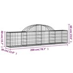 vidaXL Paniers à gabions arqués 13 Pièces 200x30x40/60 cm Fer galvanisé