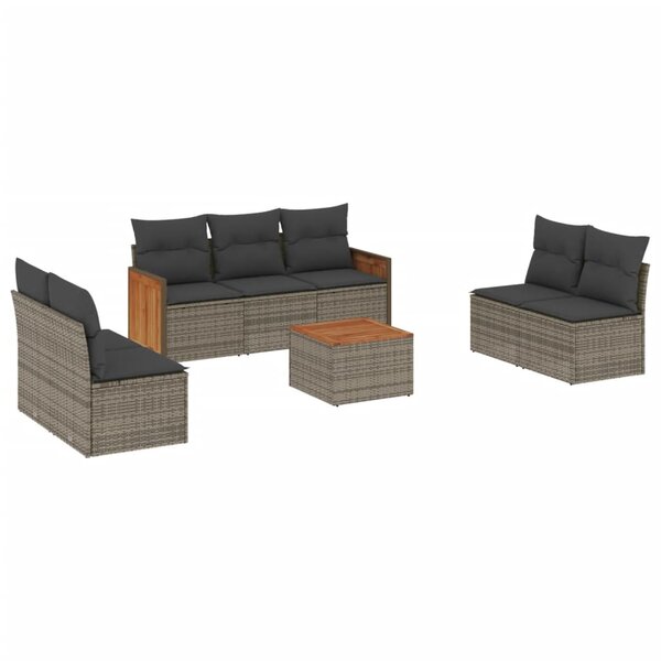 vidaXL Salon de jardin 8 Pièces avec coussins gris résine tressée
