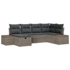 vidaXL Ensemble de Canapés de Jardin 6 Pièces avec Coussins Gris Rattan Poly