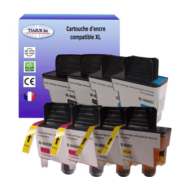 T3AZUR Lot de 8 Cartouches compatibles avec Brother LC900 pour Brother MFC-820CW  MFC-830CLN  MFC-830CLWN