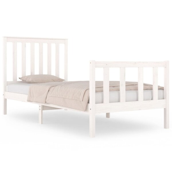vidaXL Cadre de lit Blanc Bois de pin massif 75x190 cm Petit simple