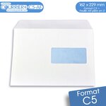 Lot de 100 enveloppes blanches c5 avec fenêtre - gamme courrier+