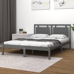 vidaXL Cadre de lit Gris Bois massif 150x200 cm Très grand