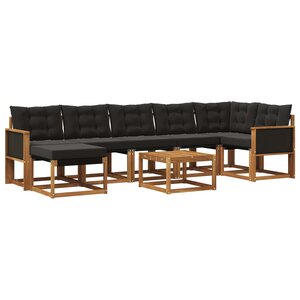 vidaXL Ensemble de canapés d'extérieur 8 Pièces Naturel et noir