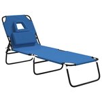 vidaXL Chaise longue pliante bleu tissu oxford acier enduit de poudre