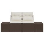 vidaXL Canapé de jardin 2 places avec rangement et coussins Marron Rotin Synthétique