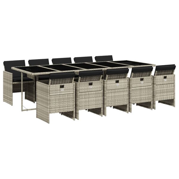 vidaXL Ensemble à manger de jardin 11Pièces avec coussins gris poly rotin
