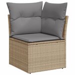 vidaXL Canapé d'angle de jardin avec coussins beige résine tressée