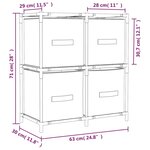 vidaXL Armoire de rangement 4 paniers en tissu Crème 63x30x71 cm Acier