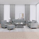 vidaXL Ensemble de canapés 4 Pièces coussins gris clair tissu