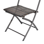 Ensemble meubles de jardin design table carré et chaises pliables résine tressée imitation rotin marron