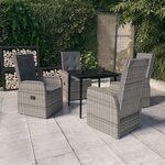 vidaXL Ensemble à manger de jardin avec coussins 5 Pièces Gris