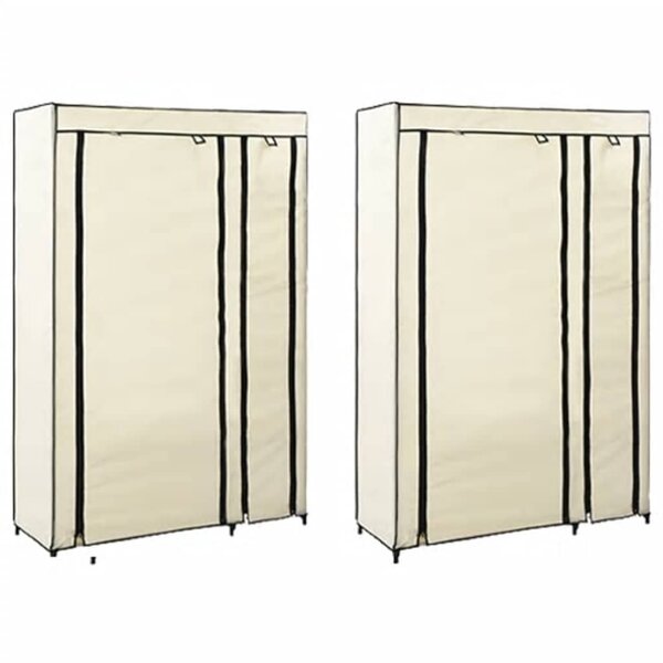 vidaXL Garde-robes pliables 2 Pièces Crème 110x45x175 cm Tissu