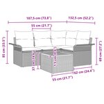 vidaXL Ensemble de canapé de jardin 5 pièces avec coussins Noir Poly Rotin Acacia