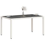 vidaXL Table de jardin avec dessus en verre blanc résine tressée