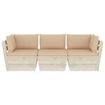 vidaXL Canapé palette à 3 places de jardin avec coussins Bois d'épicéa