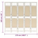 vidaXL Cloison de séparation 5 panneaux Crème 175x165 cm Tissu