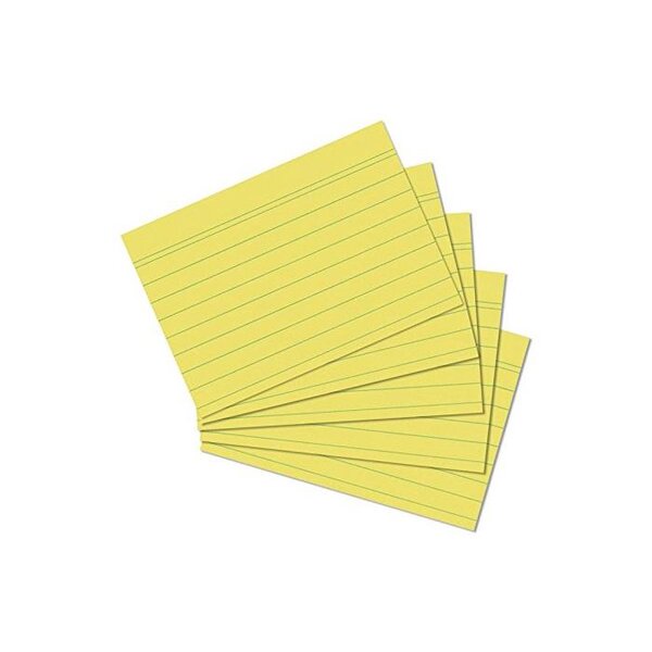 paquet de 100 fiches bristol, format A6, ligné, Jaune, 170 g/m2 HERLITZ