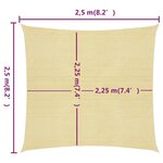 vidaXL Voile d'ombrage 160 g/m² Beige 2 5x2 5 m PEHD