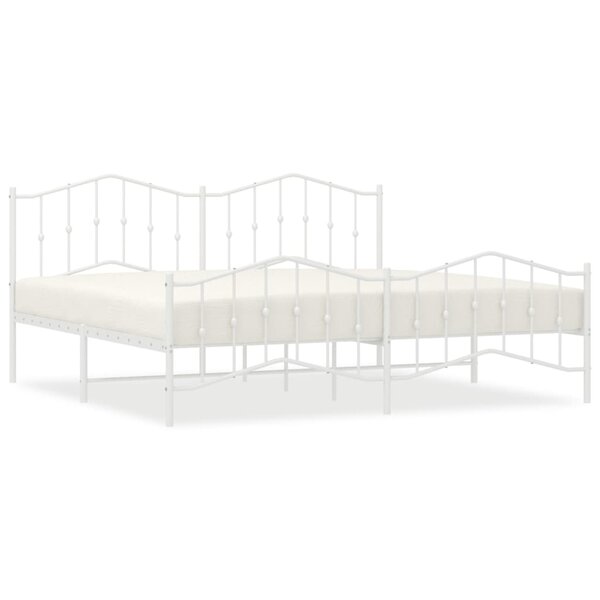 vidaXL Cadre de lit métal avec tête de lit/pied de lit blanc 193x203cm