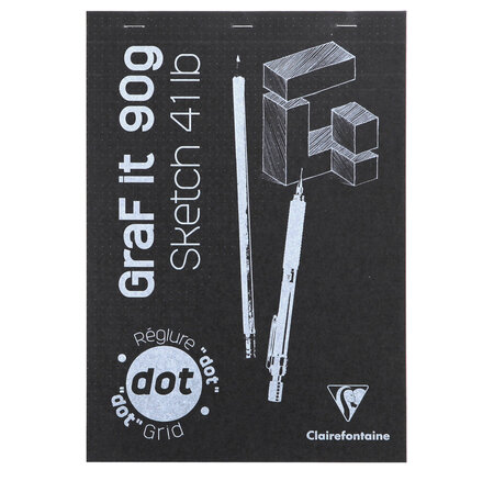 Bloc encollé GraF it Dot A4 80F 90g Blanc Couverture coloris Aléatoire CLAIREFONTAINE