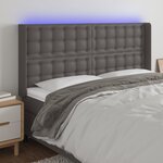 vidaXL Tête de lit à LED Gris 183x16x118/128 cm Similicuir