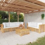 vidaXL Salon de jardin 6 Pièces avec coussins Bois de teck solide
