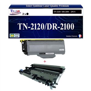 Kit Tambour+Toner compatibles avec RICOH AFICIO SP1200 SP1200S SP1200SF SP1210 SP1210 SP1210N TN2120 - 2 600 pages - T3AZUR