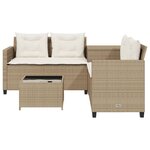 vidaXL Canapé de jardin avec table et coussins en forme de L beige