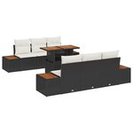 vidaXL Ensemble de salle à manger de jardin 7 pièces avec coussins Noirs en Poly Rattan et Acacia