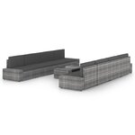 vidaXL Salon de jardin 9 Pièces avec coussins Gris Résine tressée