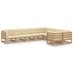 vidaXL Salon de jardin 9 Pièces avec coussins Marron miel Bois de pin